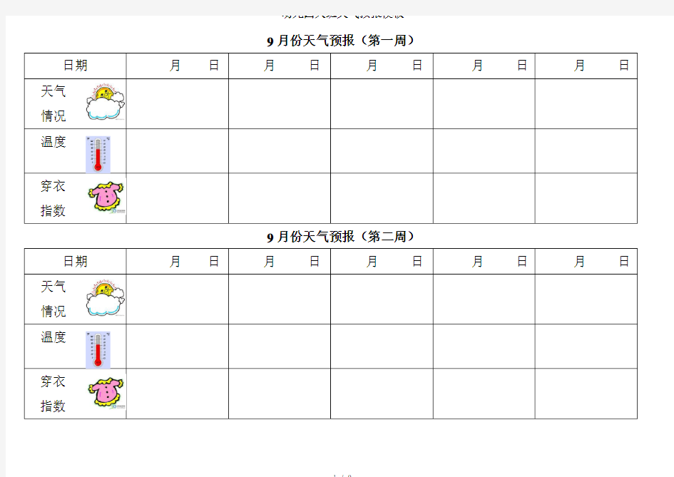 幼儿园大班天气预报模板