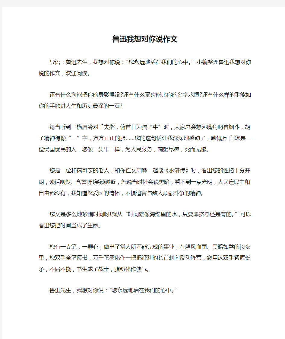 鲁迅我想对你说作文