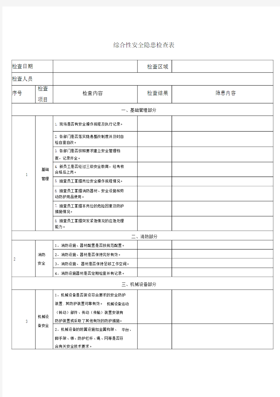 季度安全检查表.doc