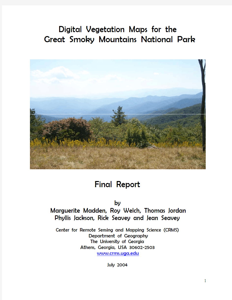 1 Digital Vegetation Maps for the Great Smoky Mountains National Park Final Report