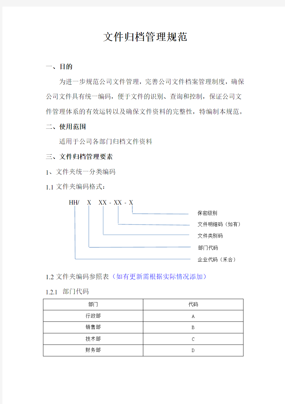 文件归档管理规范