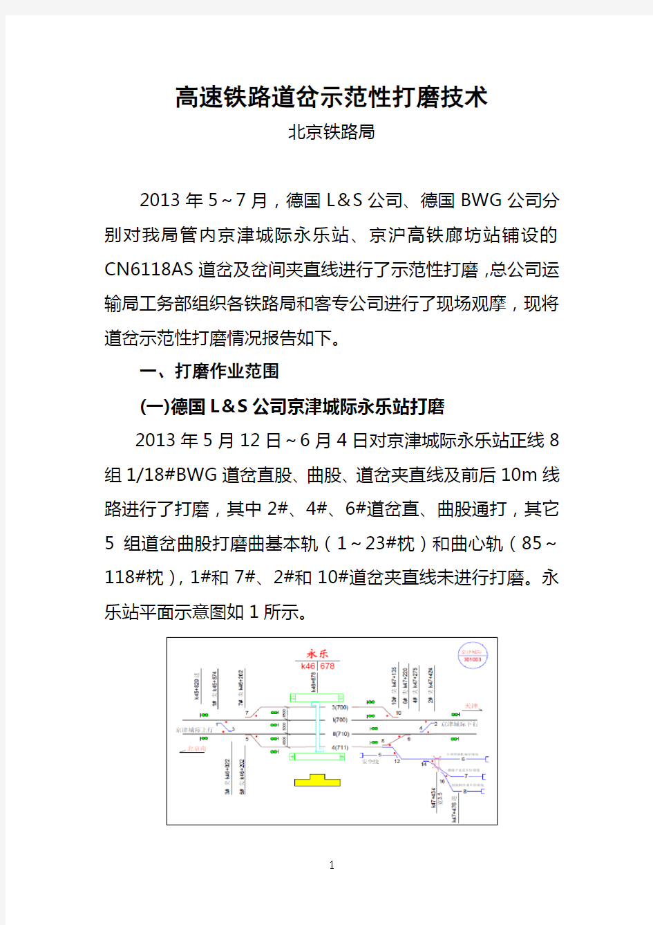 高速铁路道岔示范性打磨技术(北京局)