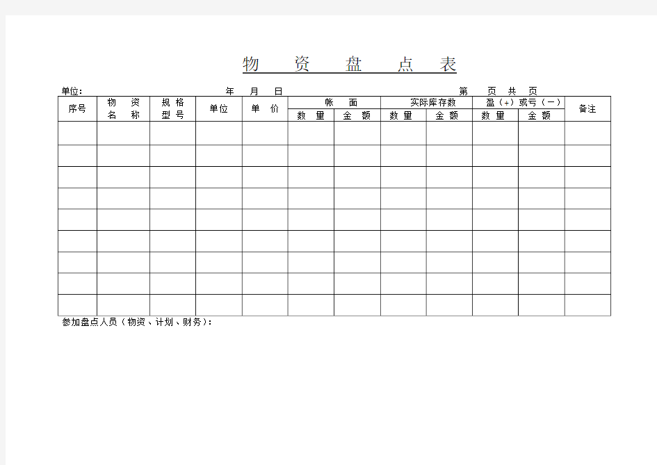 物资盘点表样本