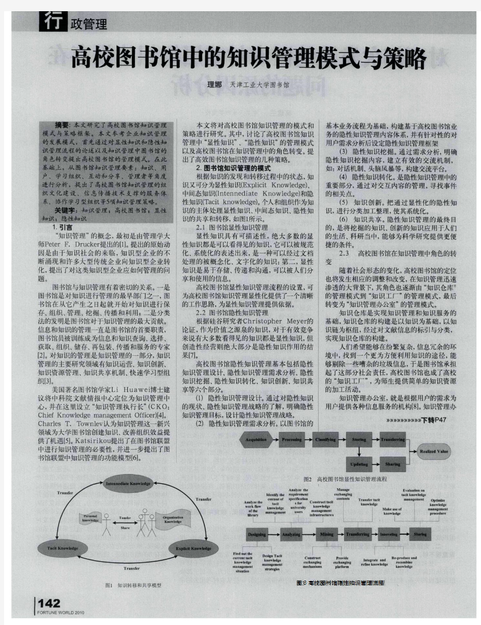 高校图书馆中的知识管理模式与策略