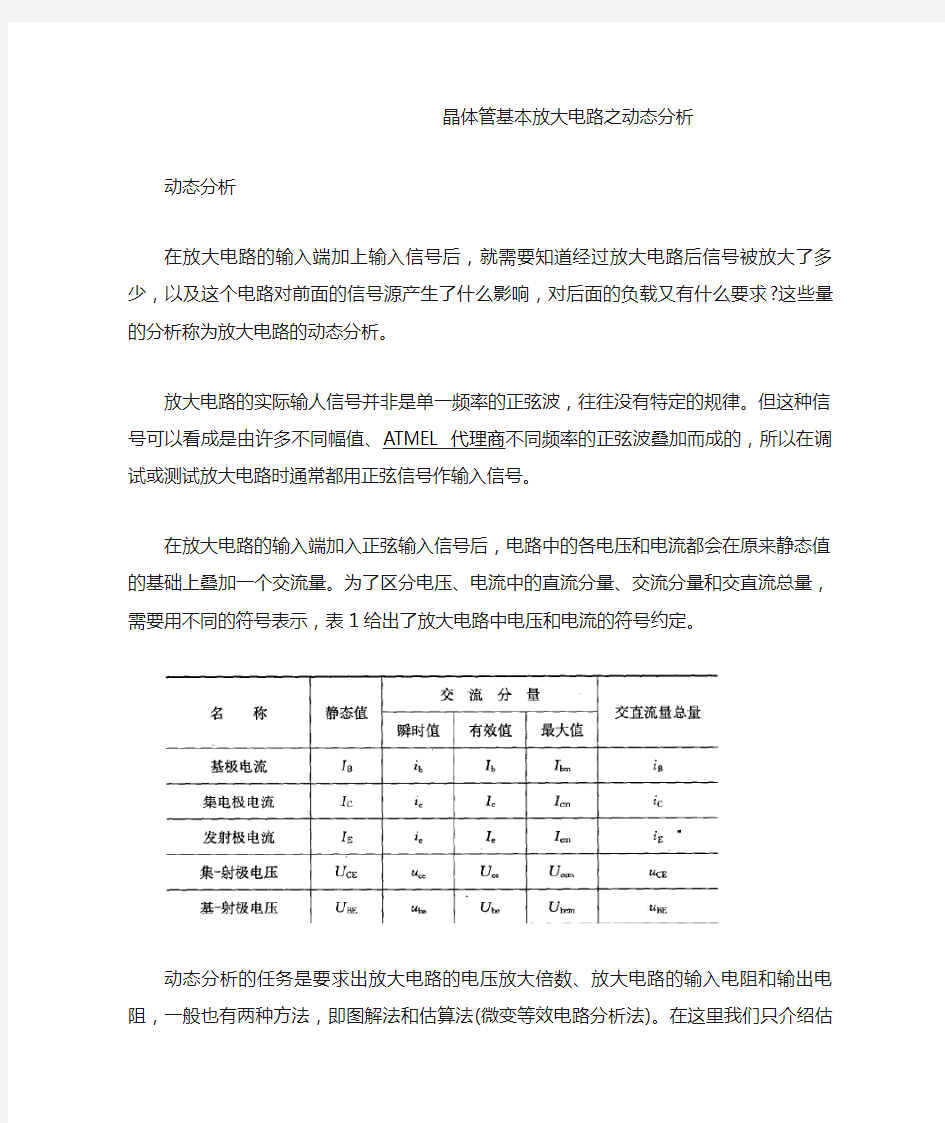 晶体管基本放大电路之动态分析