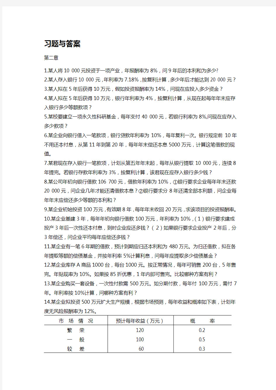 财务管理学计算题与答案