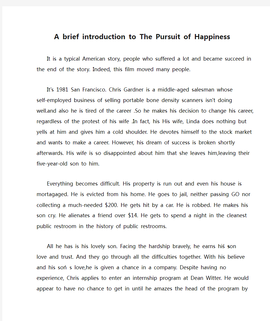 A brief introduction to The Pursuit of Happiness