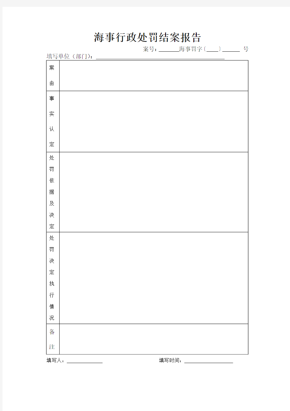 海事行政处罚结案报告