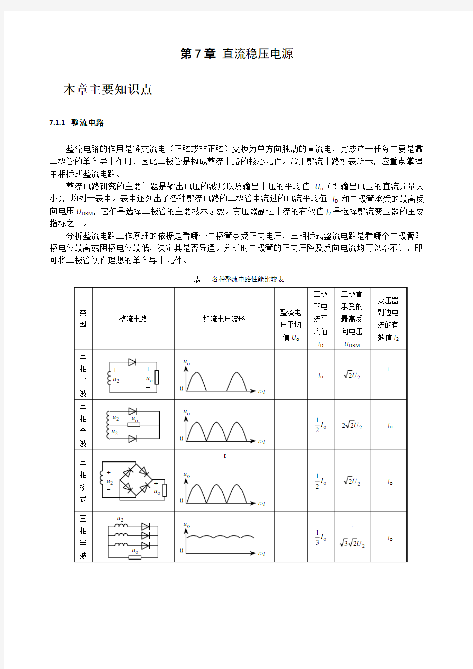 直流稳压电路复习及习题答案