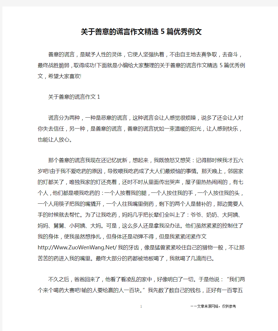 关于善意的谎言作文精选5篇优秀例文