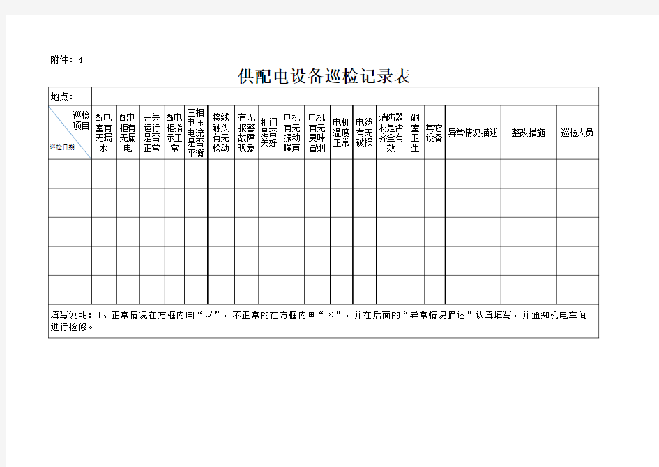 供配电设备巡检记录表