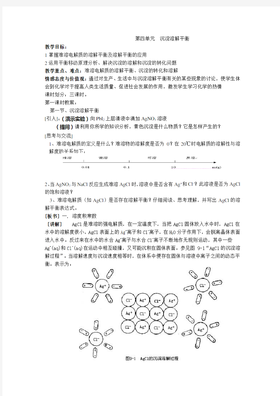 第四单元 沉淀溶解平衡