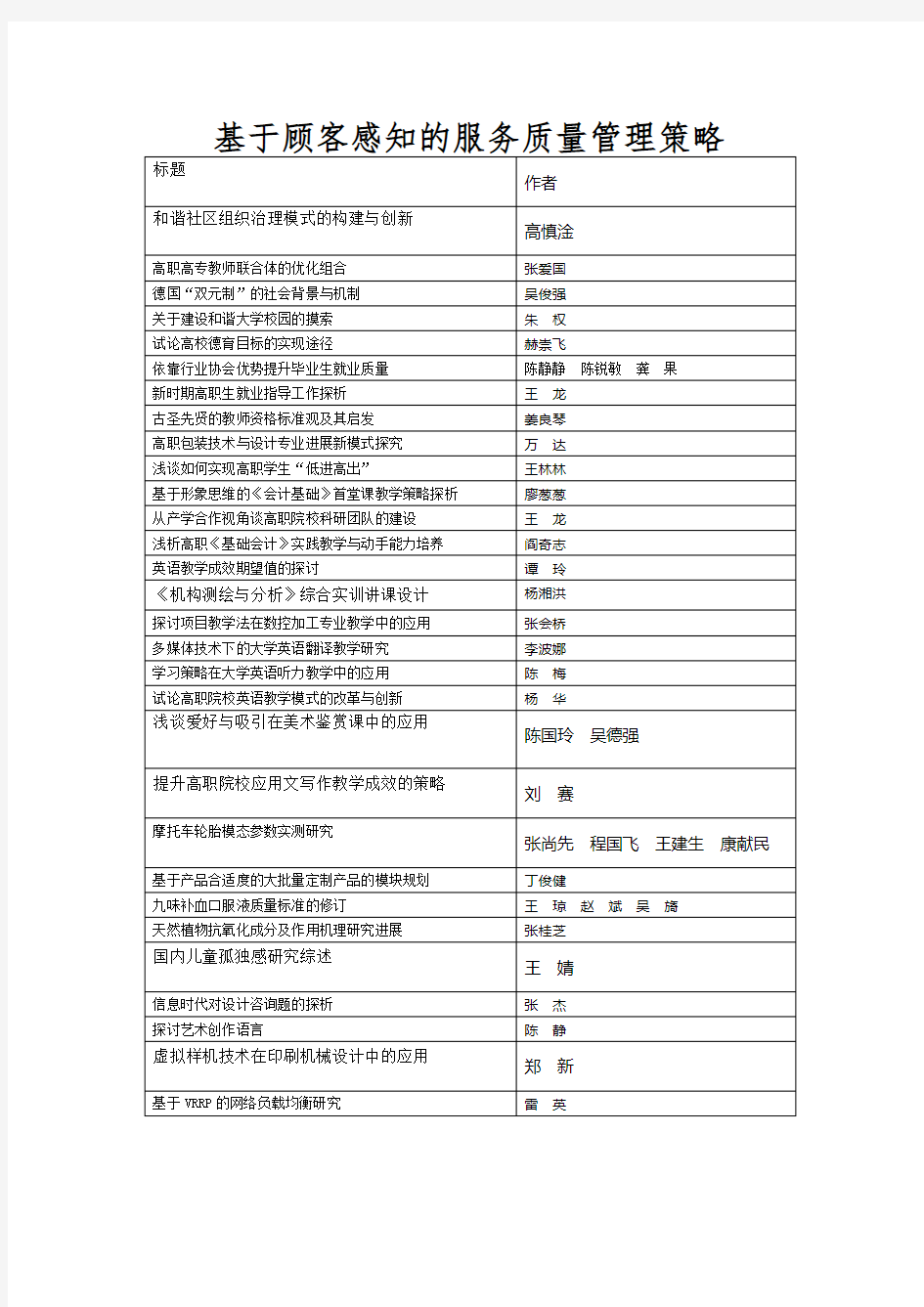 基于顾客感知的服务质量管理策略