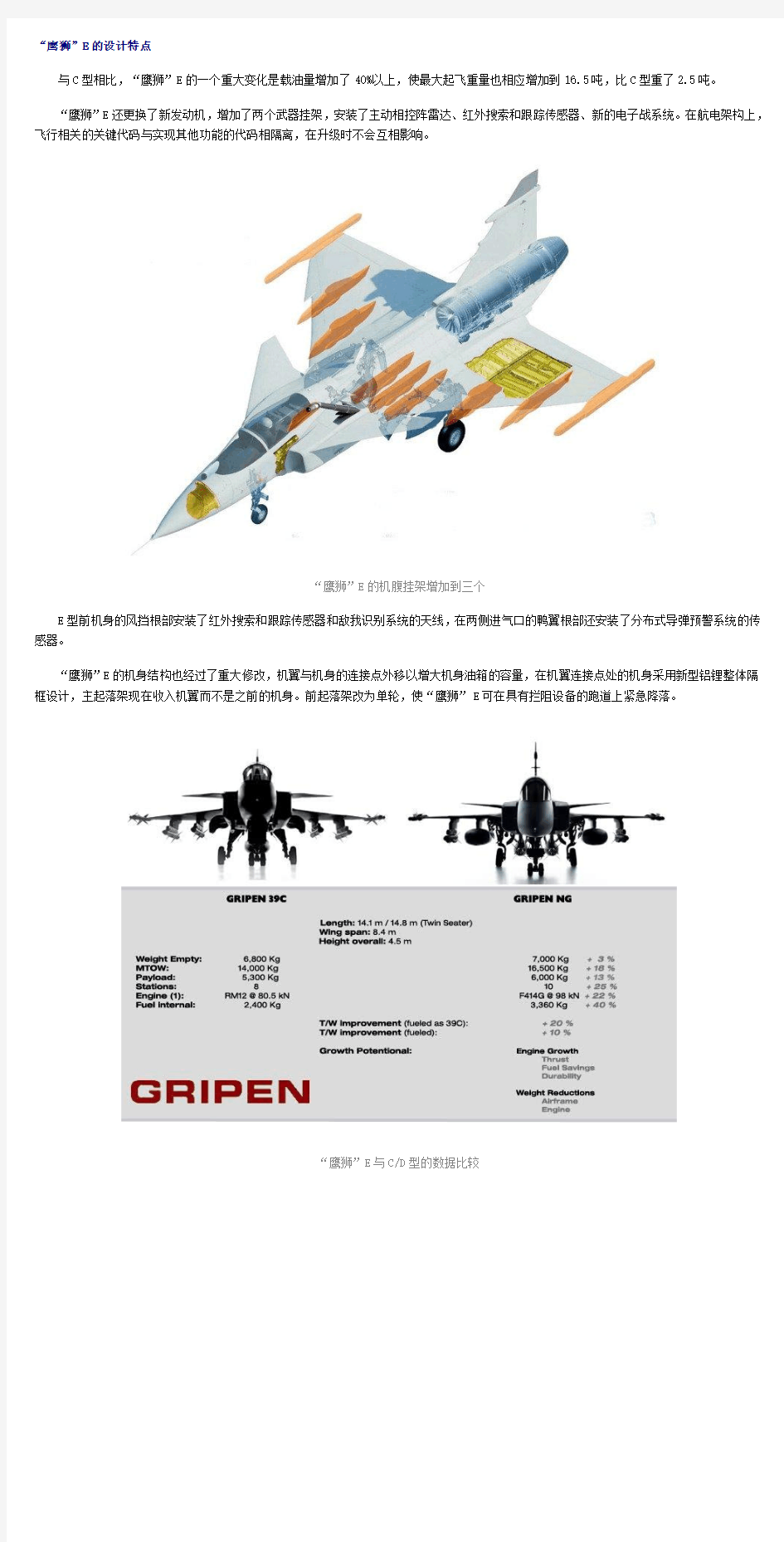 萨博的经济适用型小钢炮(下)——新一代“鹰狮”E战斗机剖析