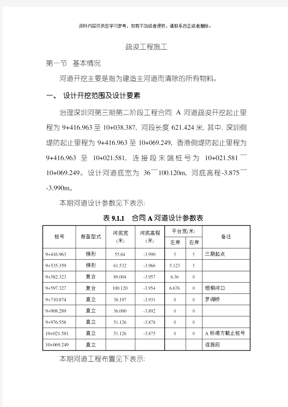 深圳河第三期疏浚工程施工组织设计模板