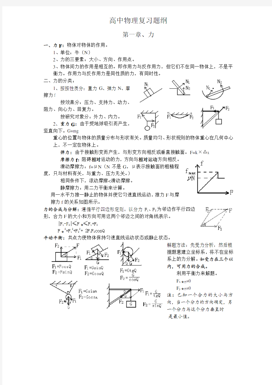 高考理综物理复习知识点归纳详解