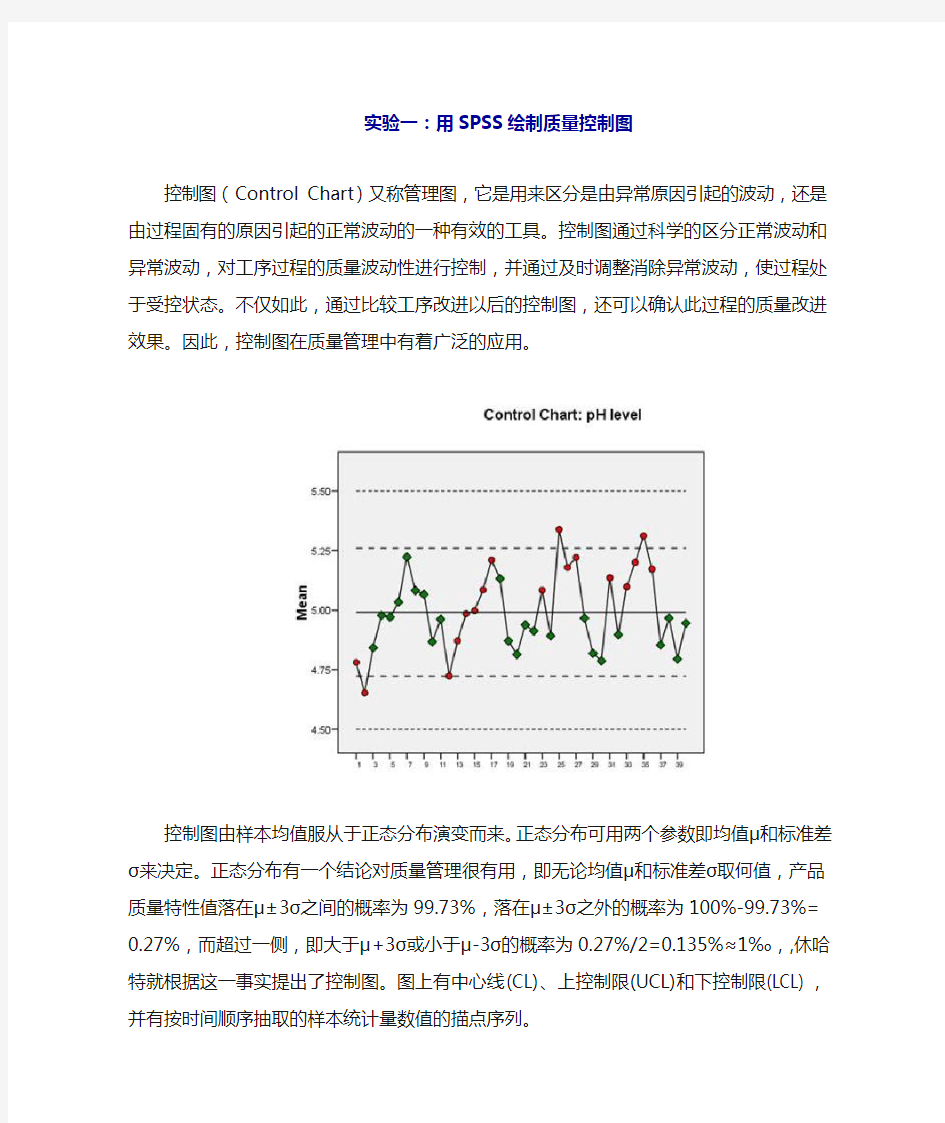 实验一用SPSS绘制质量控制图