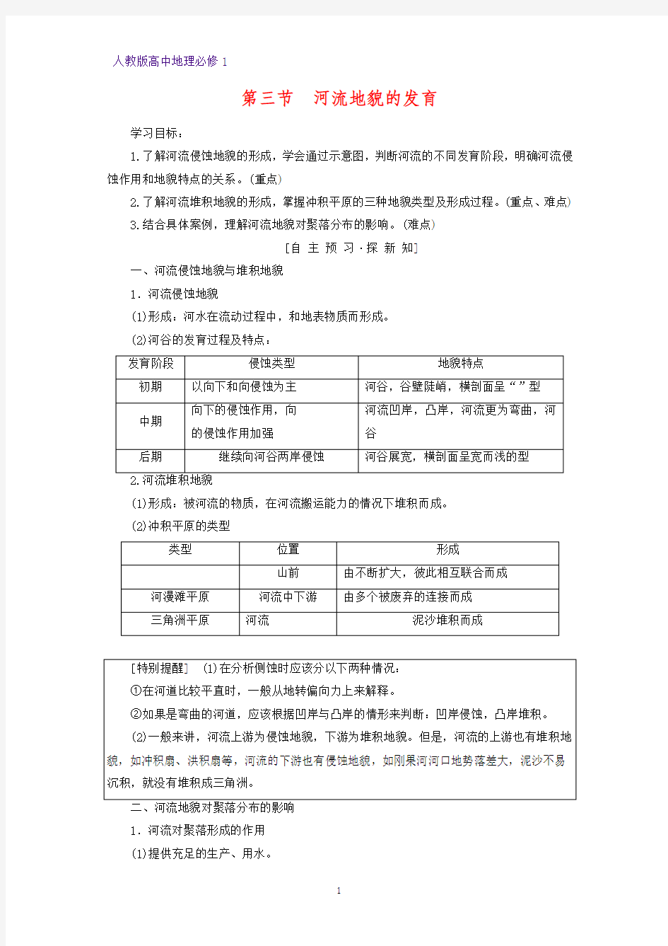 高中地理必修1精品学案20：4.3 河流地貌的发育