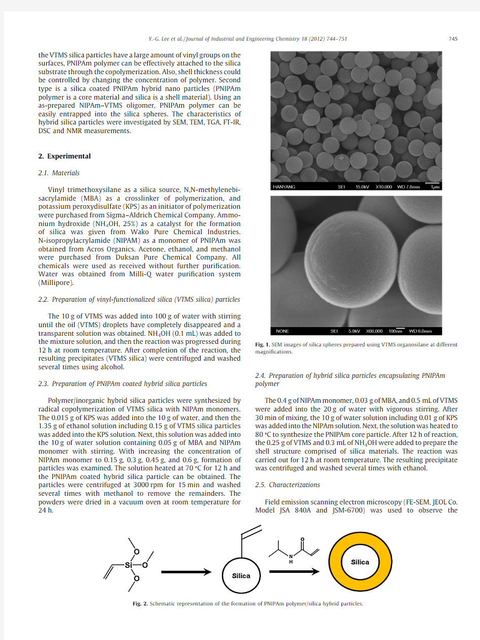 Preparation  of   monodispersed  PNIPAm-silica  composites  and   characterization