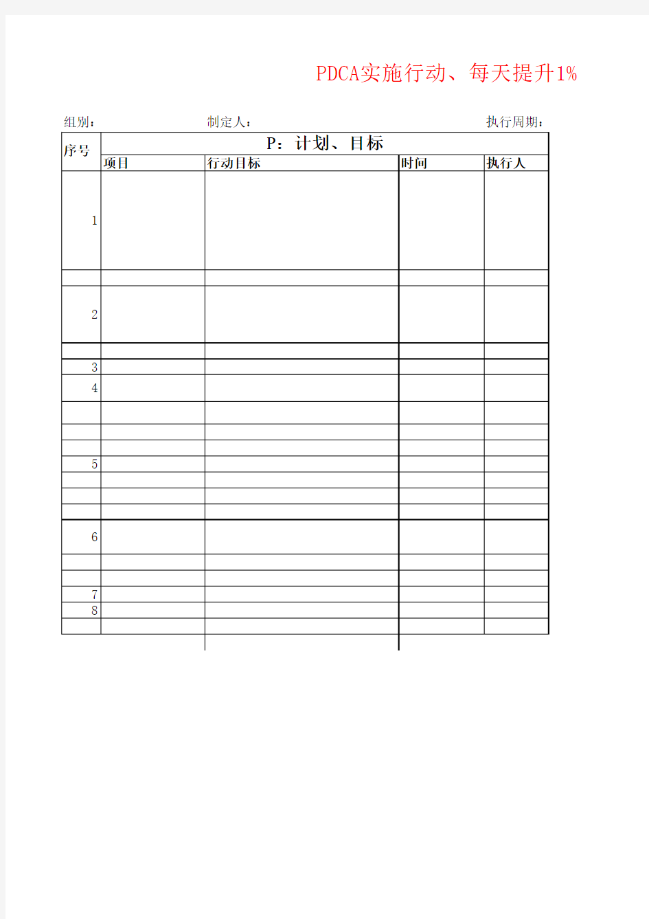 PDCA-表格