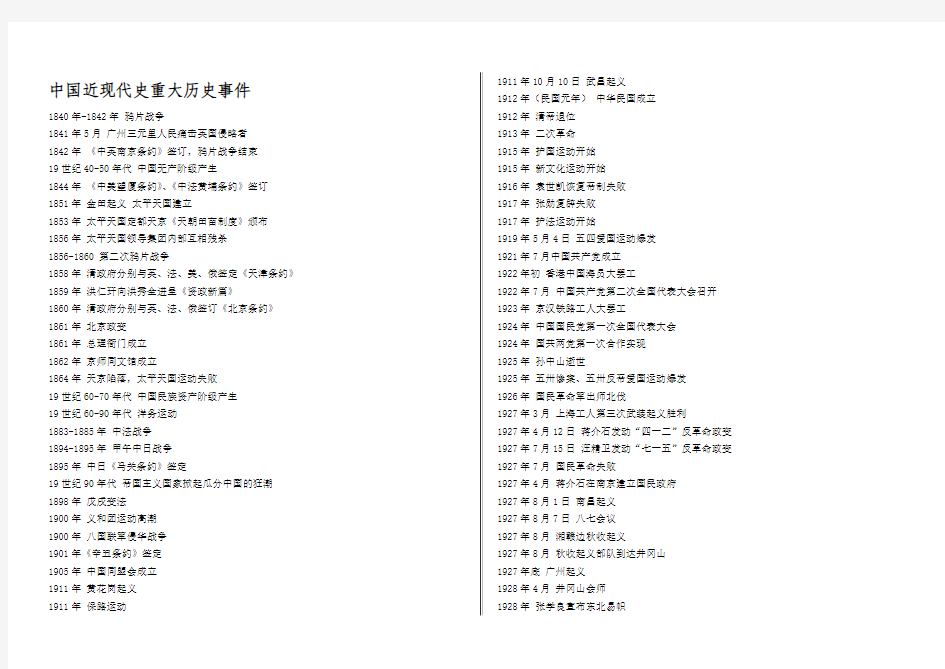 中国近现代史重大历史事件