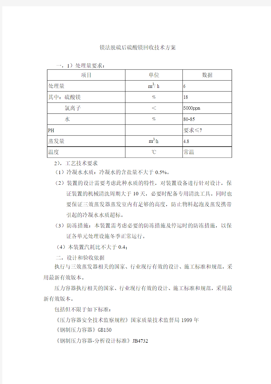 镁法脱硫后硫酸镁回收技术方案