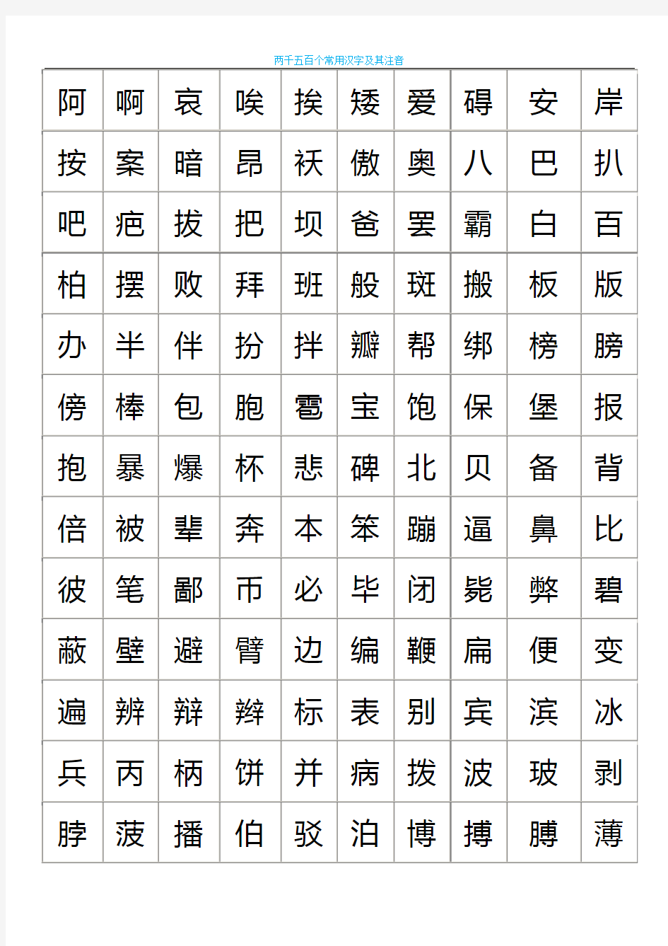 练字-2500个常用汉字大全-任意更换字体