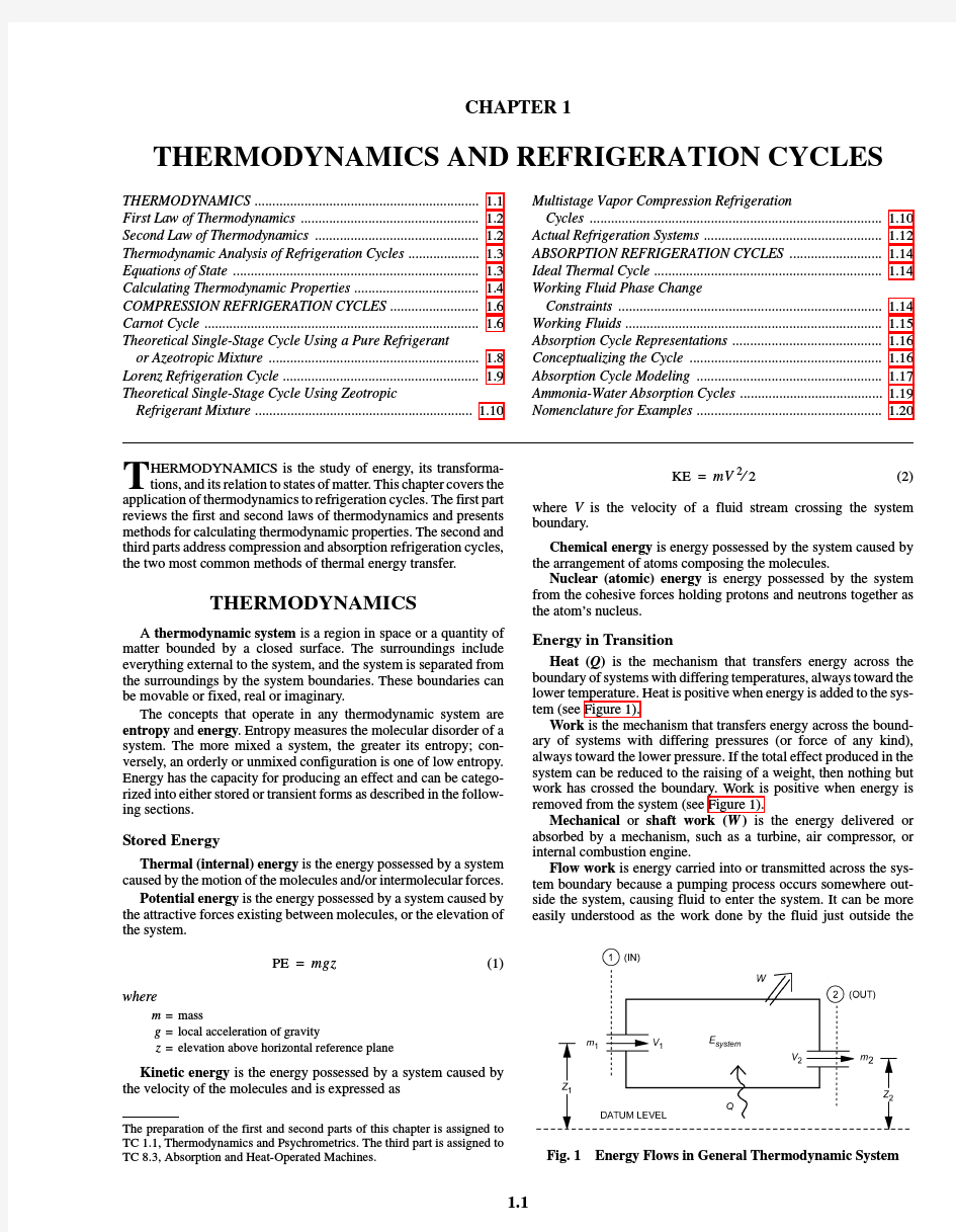 THERMODYNAMICS AND REFRIGERATION CYCLES