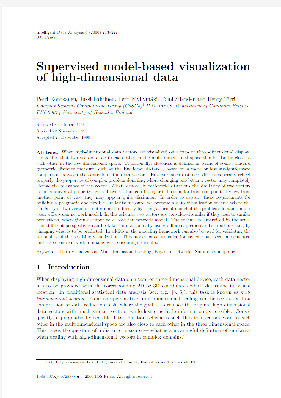 IOS Press Supervised model-based visualization of high-dimensional data