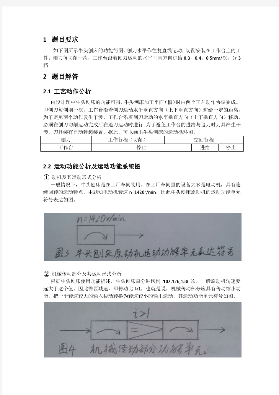 哈工大 牛头刨床 课程设计报告