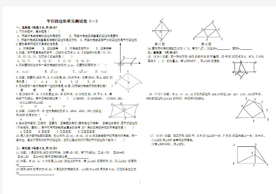 新人教版-平行四边形单元测试题