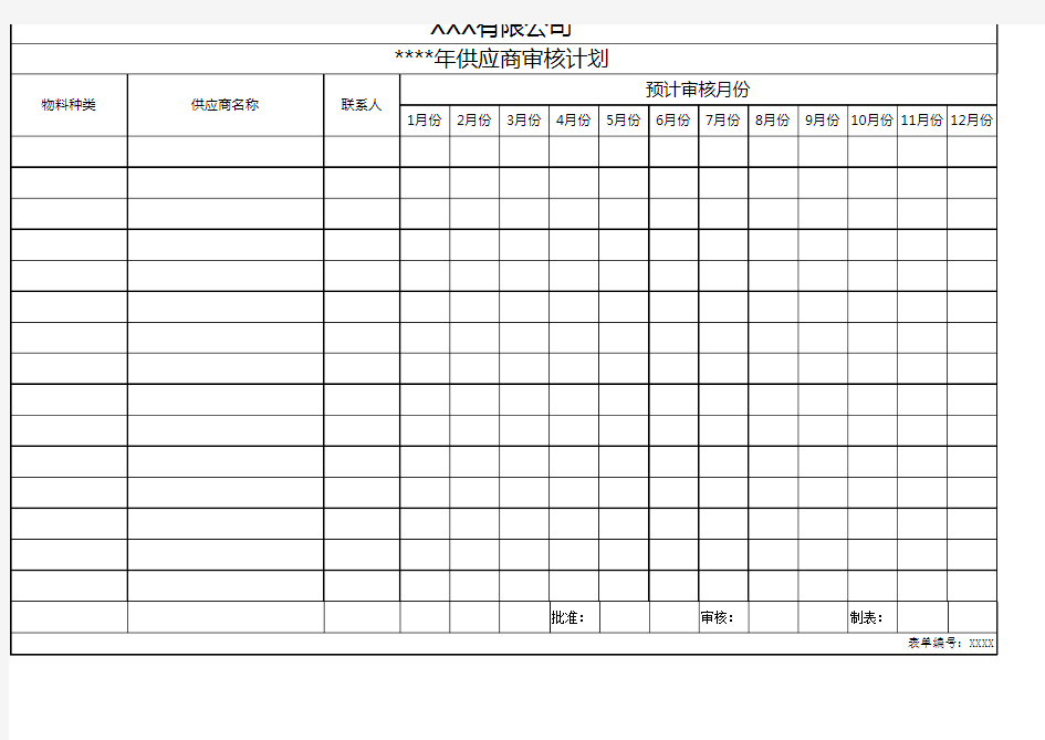 年度供应商审核计划