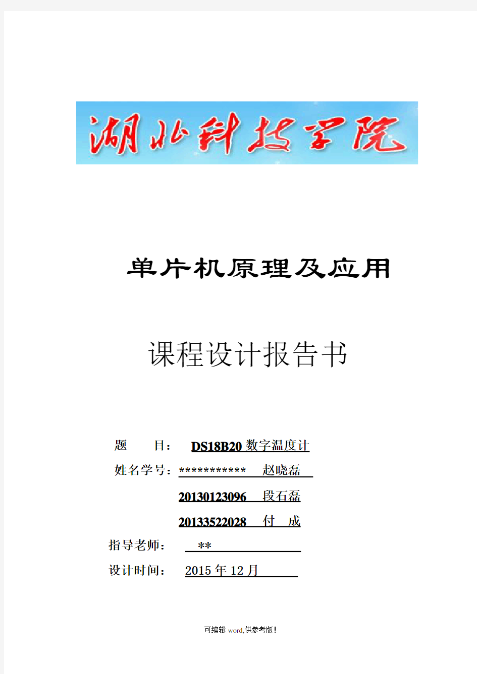 DS18B20数字温度计设计实验报告