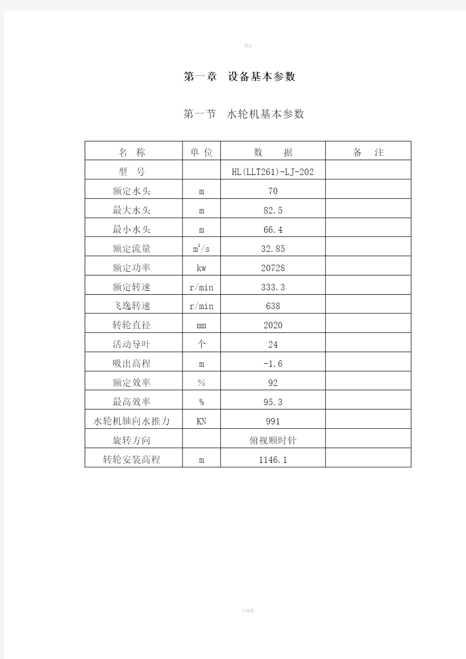 水轮发电机运行规程