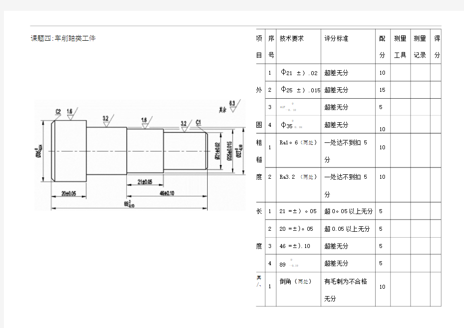 初级车工实操试题