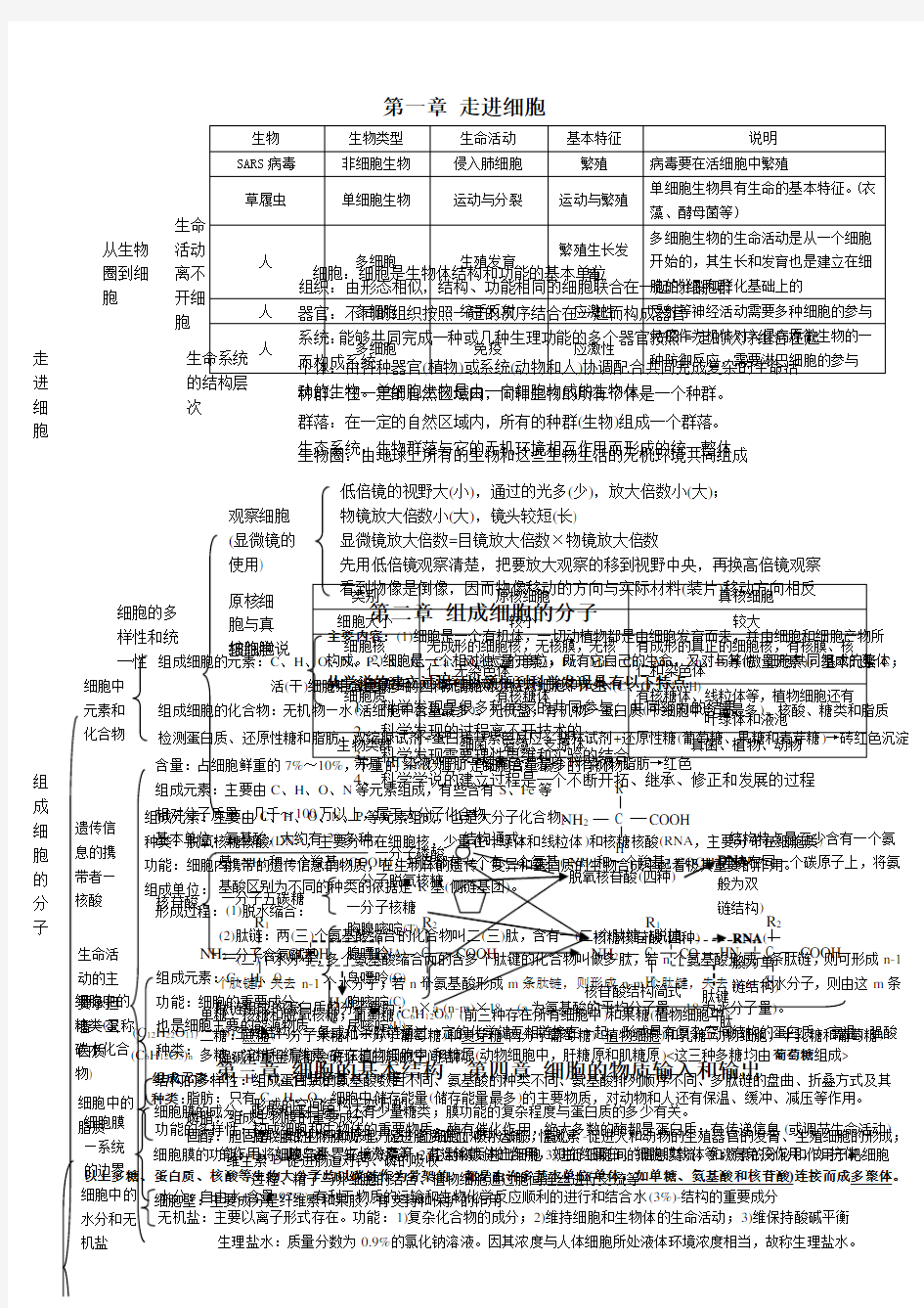 生物必修一知识框架图