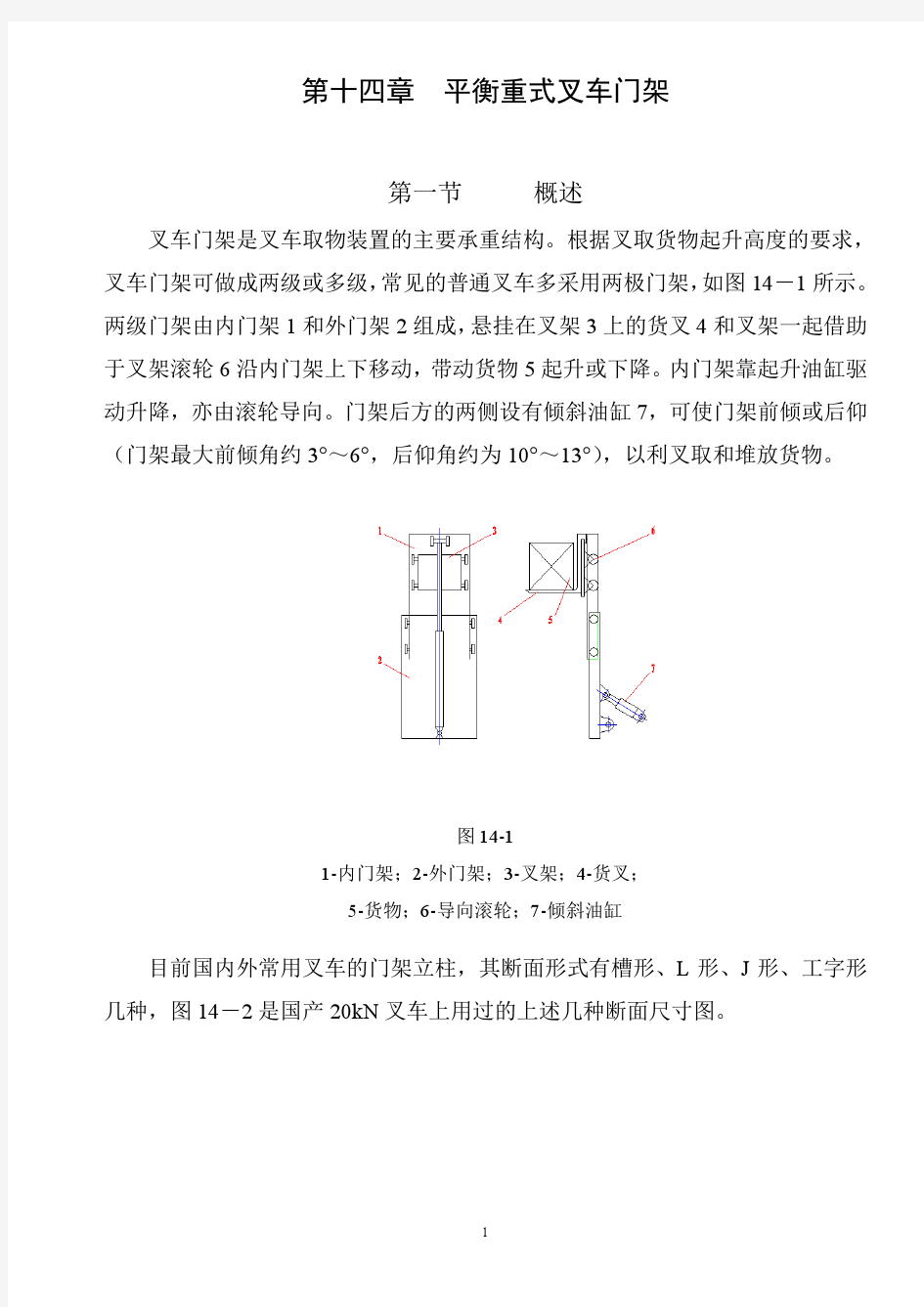 平衡重式叉车门架