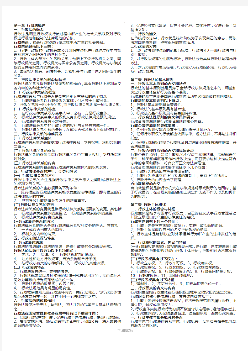 行政法与行政诉讼法重点知识点汇总