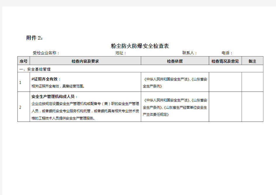 (精选文档)修订附件：粉尘爆炸危险企业安全检查表