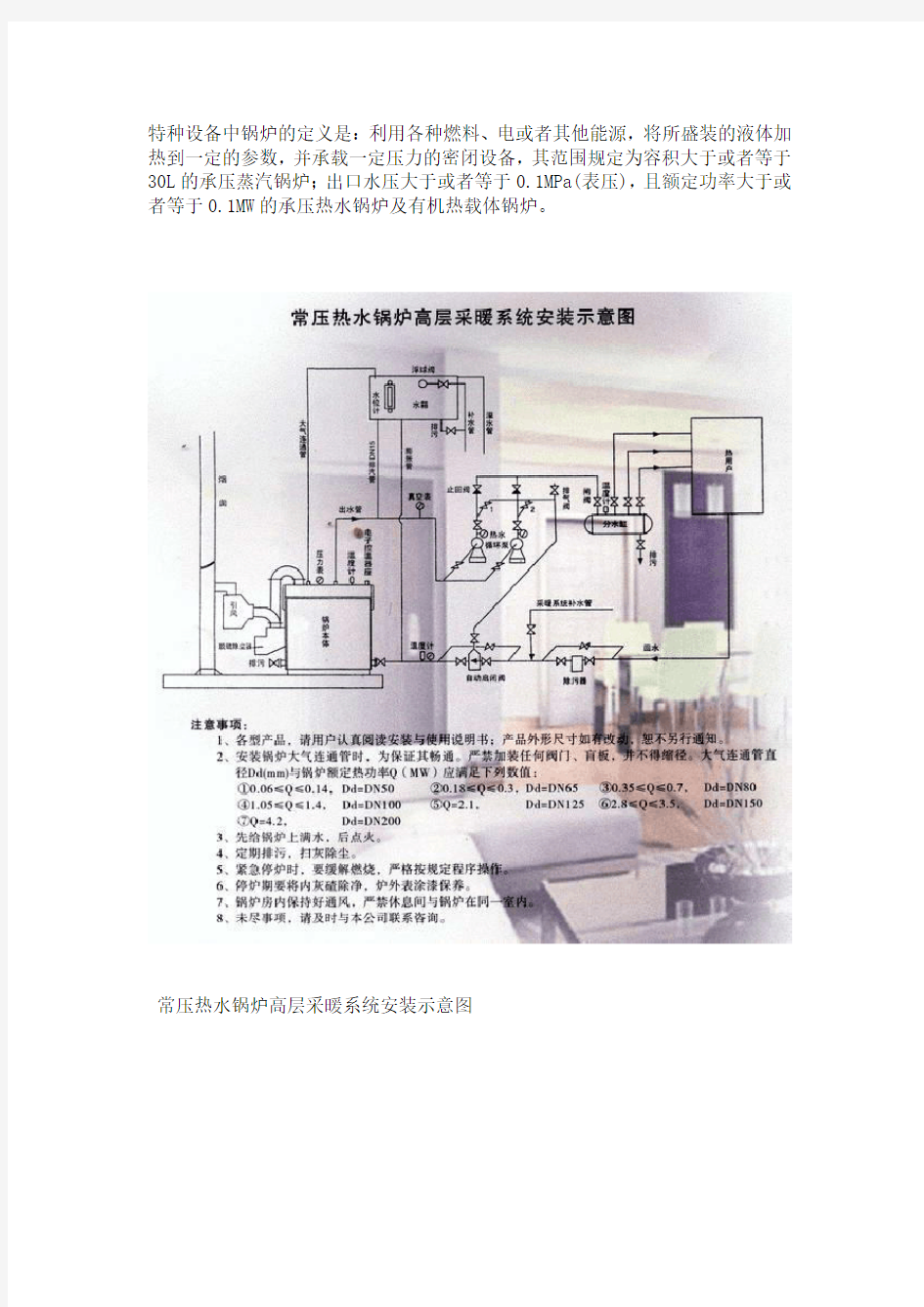常压热水锅炉安装系统图