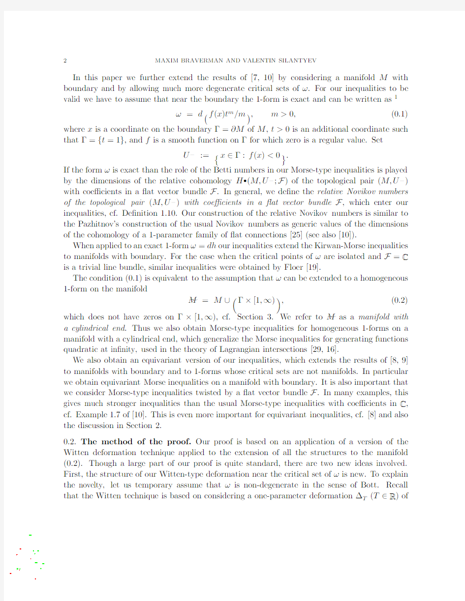 Kirwan-Novikov inequalities on a manifold with boundary