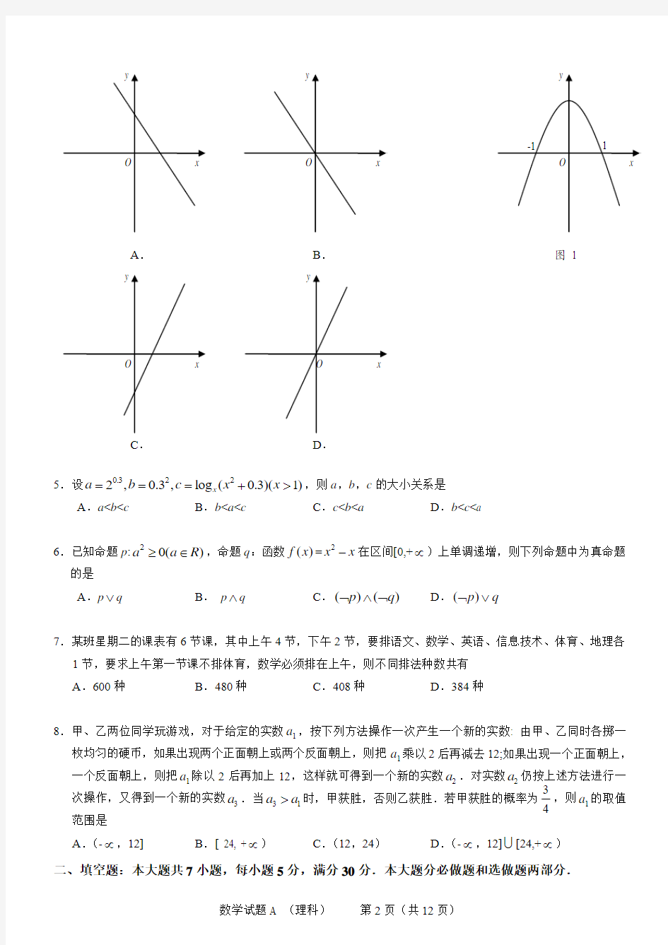 2008年广州市普通高中毕业班综合测试(二) 数学理科 WORD 版