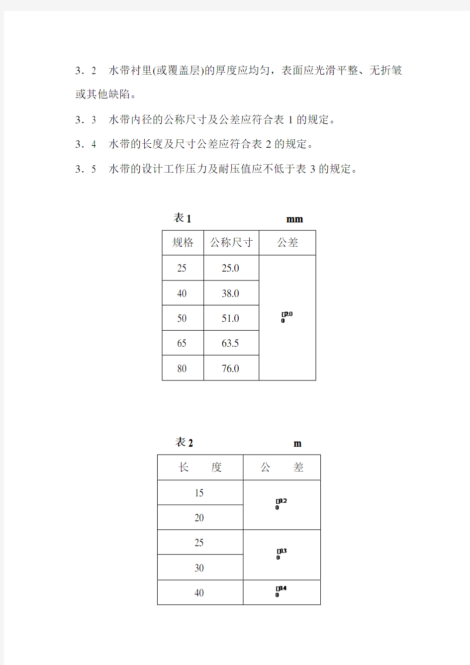 消防水带技术参数