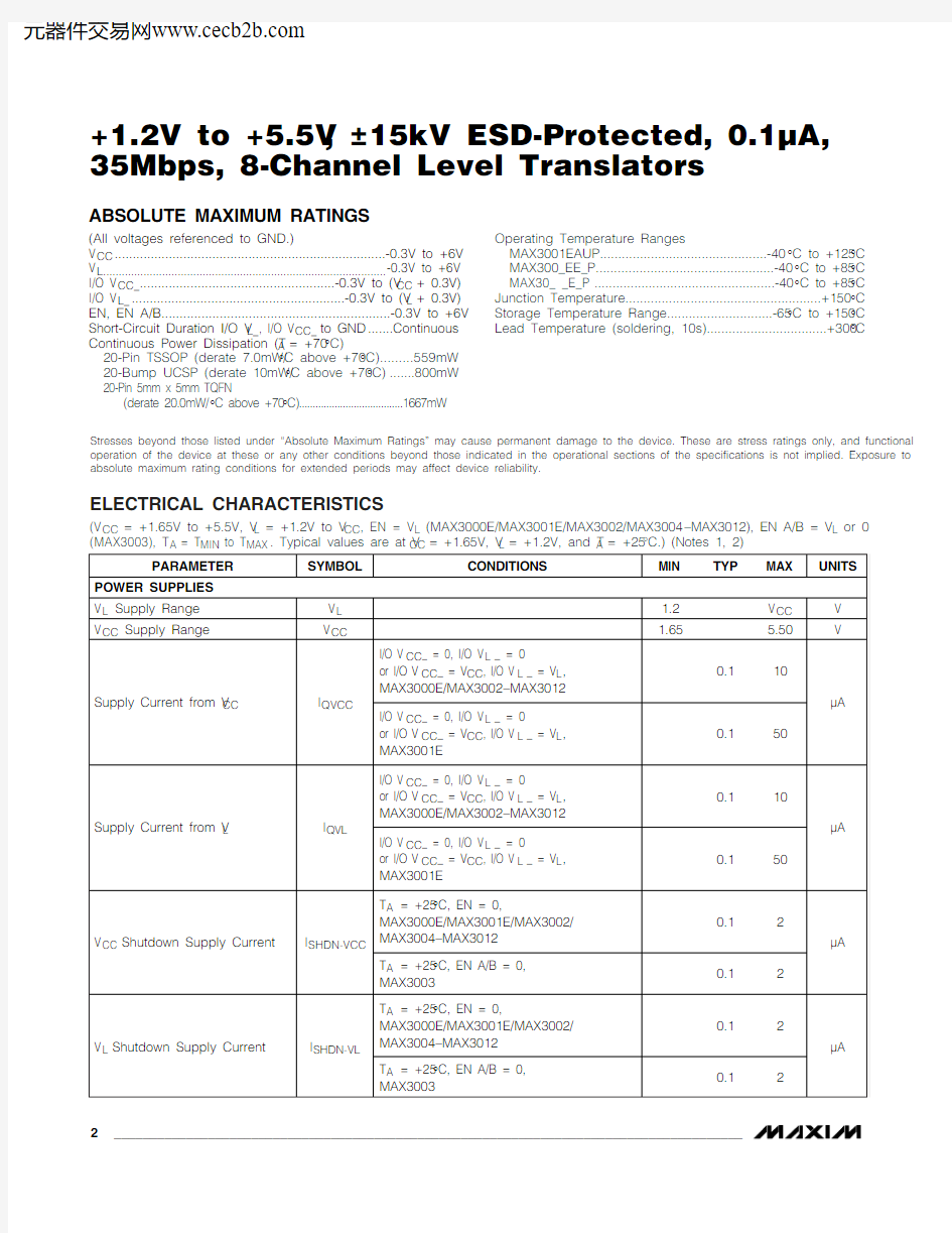 MAX3001EAUP+中文资料