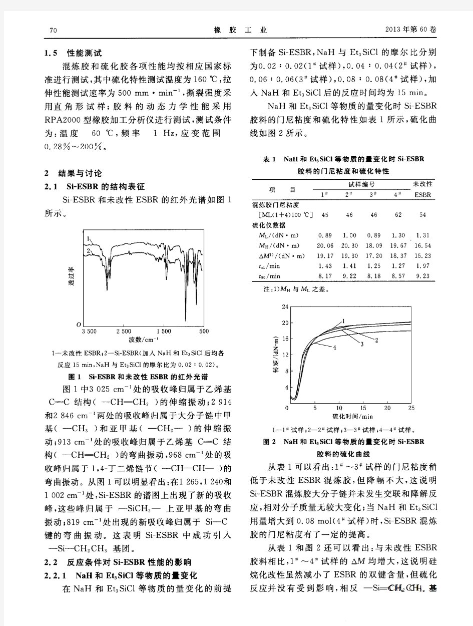 硅烷化改性乳聚丁苯橡胶的制备及动态性能研究