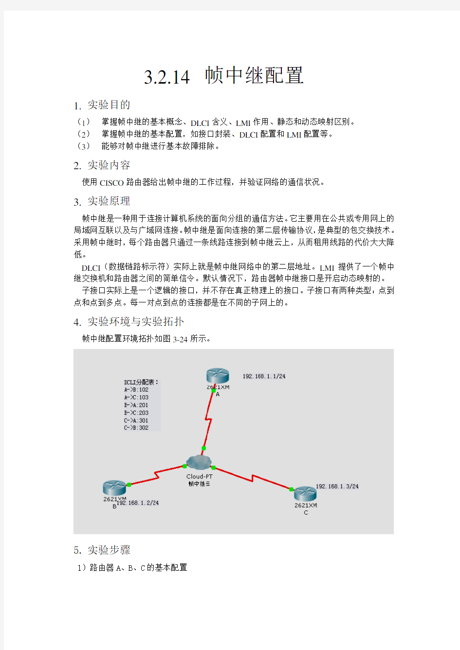 帧中继配置实验报告