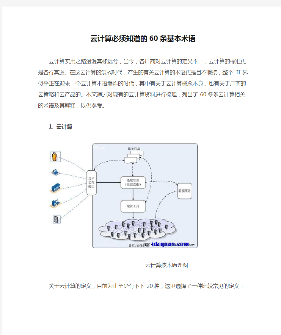 云计算必须知道的60条基本术语