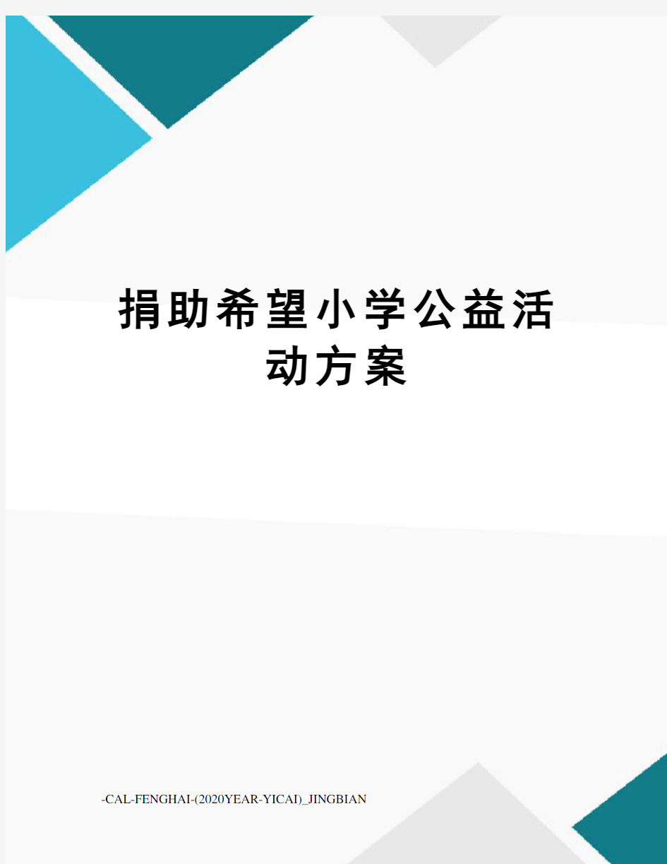 捐助希望小学公益活动方案