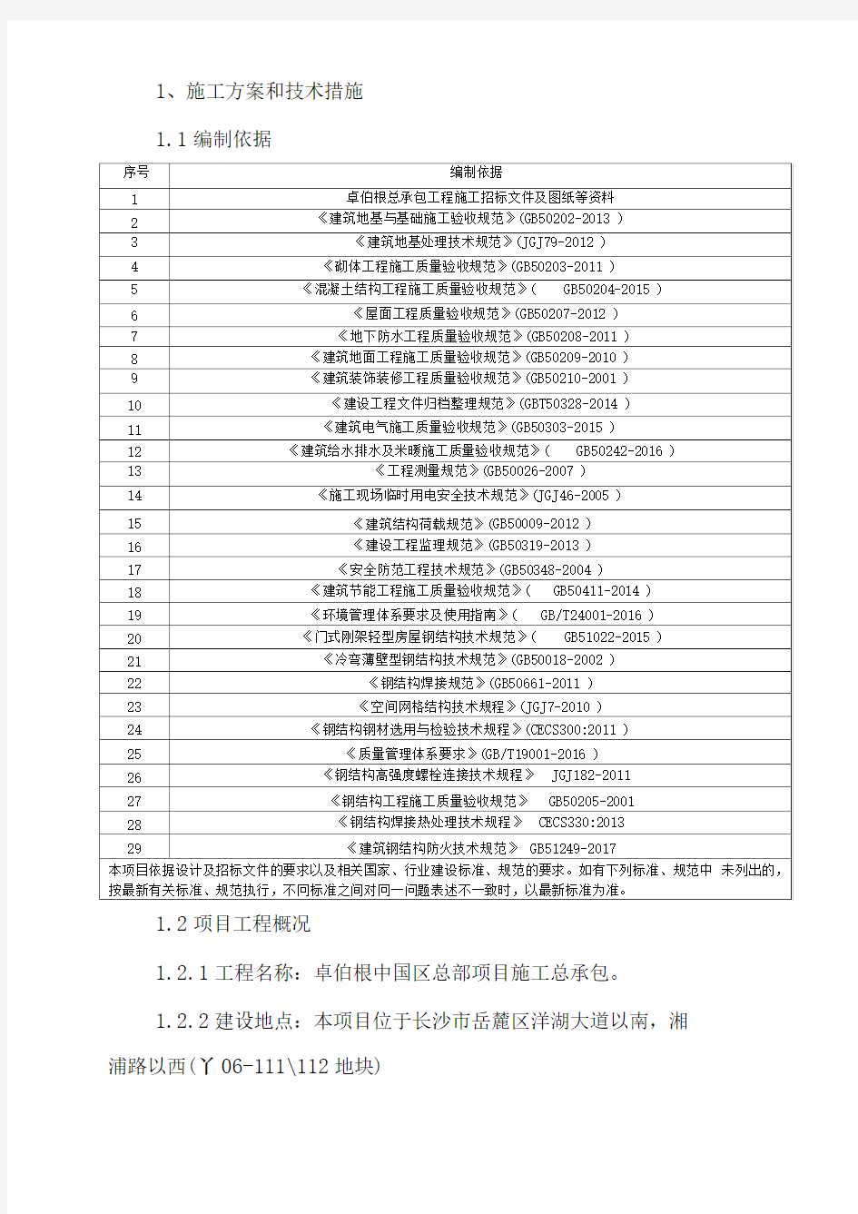 工地总承包工程技术标