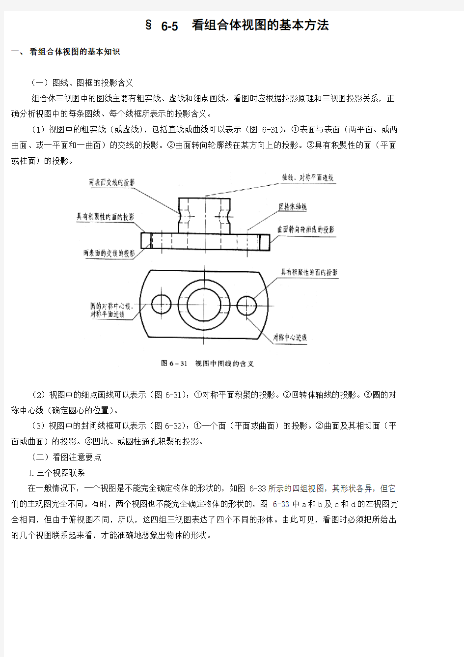 §6-5看组合体视图的基本方法.